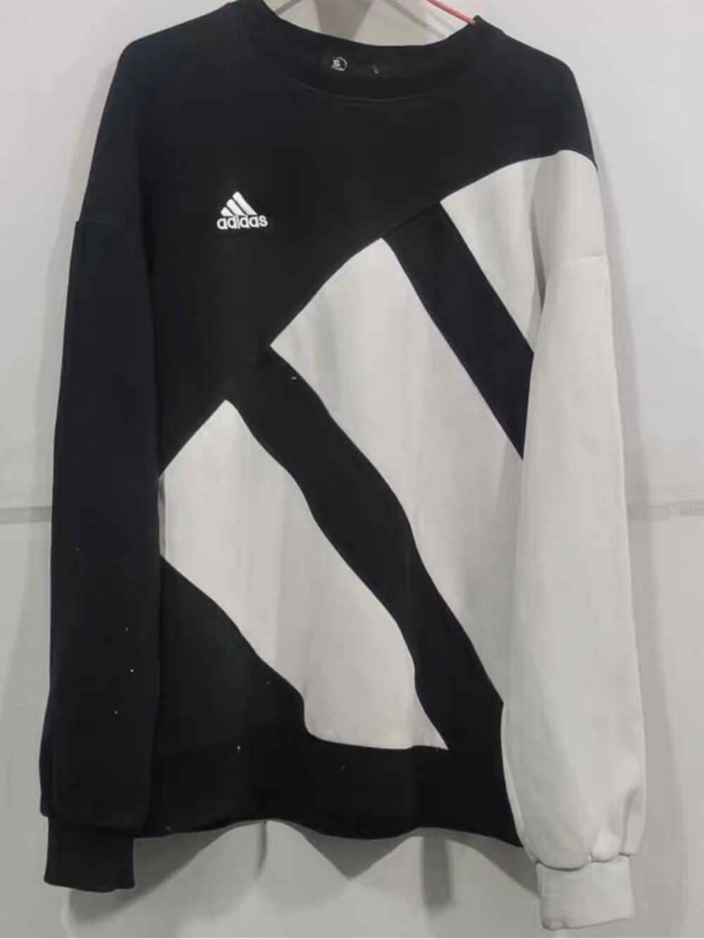 adidas Men’s Black and White Graphic Crewneck Sweatshirt
